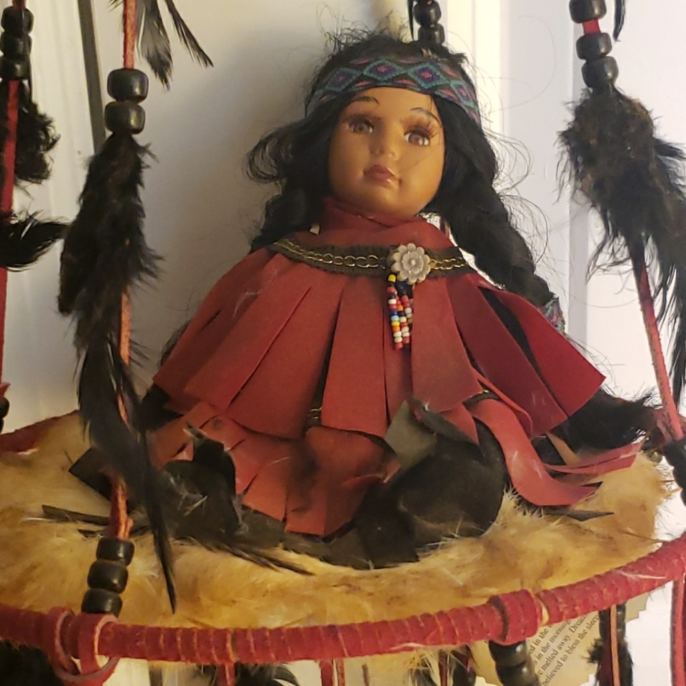 dream catcher legend native American porcelain doll